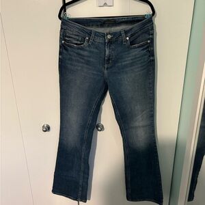 Embroidered Jeans Women's Boot Cut Jeans in Dark Blue Wash